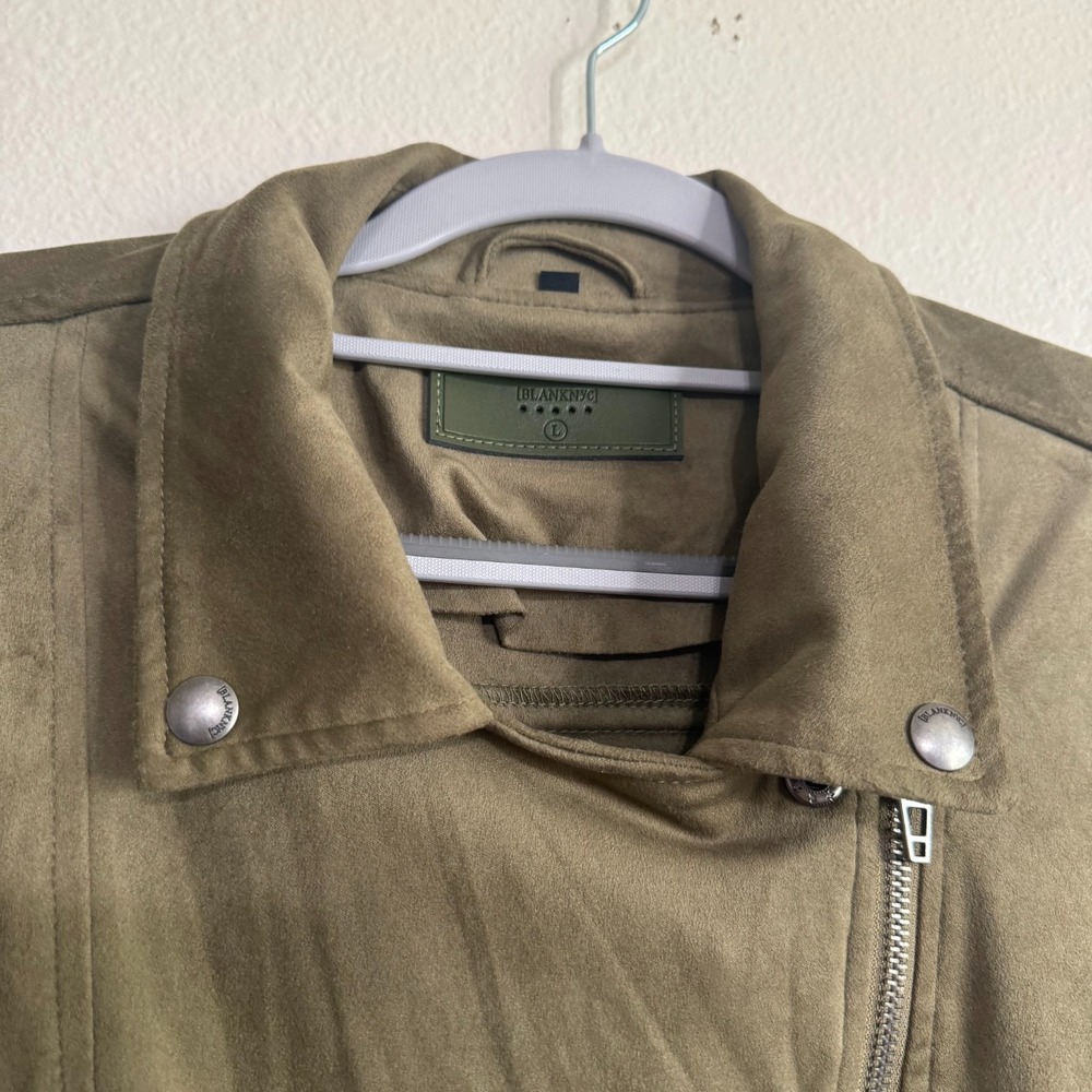 BLANKNYC Moto Jacket Women's Large Smokey Sage Asymmetrical Zip Retro Biker‎ - Picture 4 of 13
